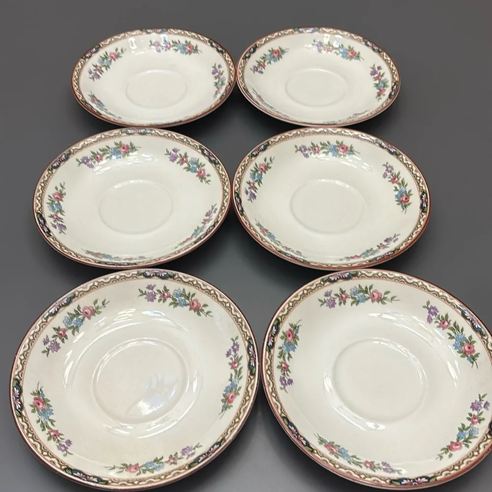 JG MEAKIN saucers desert plates 6.5” SOL SUN 391413 FLORAL lot 6 VNTG England